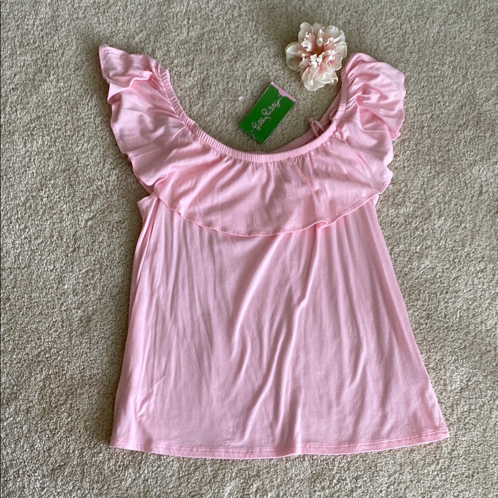 Lilly Pulitzer Pink Ruffle Top, XS, NWT